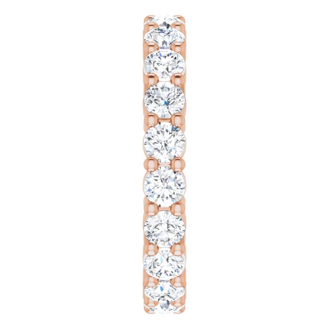 10K Gold Round Lab-Grown Diamond Shared-Prong Eternity Band – 3 mm Stones - Rose Gold - view 4
