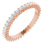 10K Gold Square Natural Diamond Shared-Prong Eternity Band – 1.5x1.5 mm Stones - Rose Gold