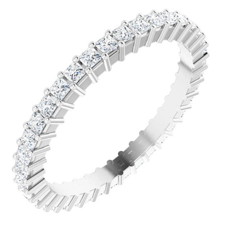 10K Gold Square Natural Diamond Shared-Prong Eternity Band – 1.5x1.5 mm Stones - White Gold