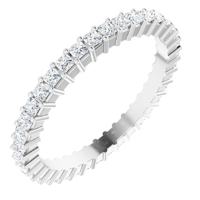 10K Gold Square Natural Diamond Shared-Prong Eternity Band – 1.5x1.5 mm Stones - White Gold
