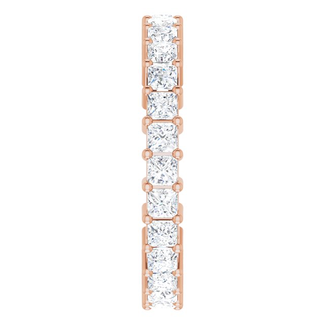 10K Gold Square Natural Diamond Shared-Prong Eternity Band – 2.25x2.25 mm Stones - Rose Gold - view 4
