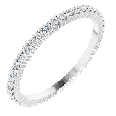 10K Gold Round Natural Diamond Shared-Prong Eternity Band – 1.3 mm Stones - White Gold