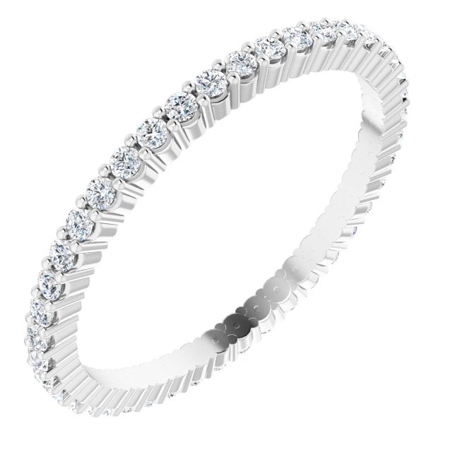 10K Gold Round Natural Diamond Shared-Prong Eternity Band – 1.3 mm Stones - White Gold
