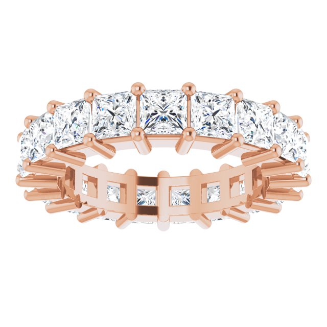 10K Gold Square Lab-Grown Diamond Shared-Prong Eternity Band – 3.5x3.5 mm Stones - Rose Gold - view 3