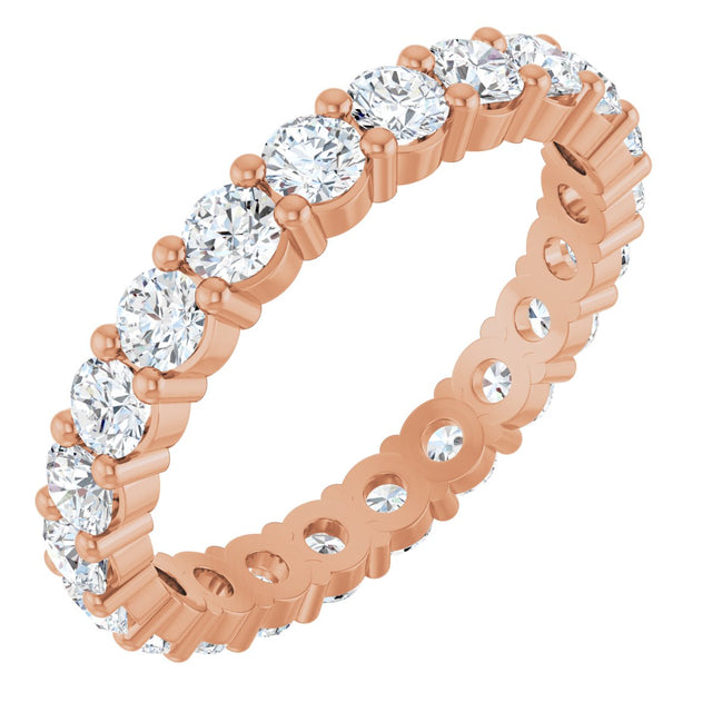 10K Gold Round Lab-Grown Diamond Shared-Prong Eternity Band – 2.75 mm Stones - Rose Gold