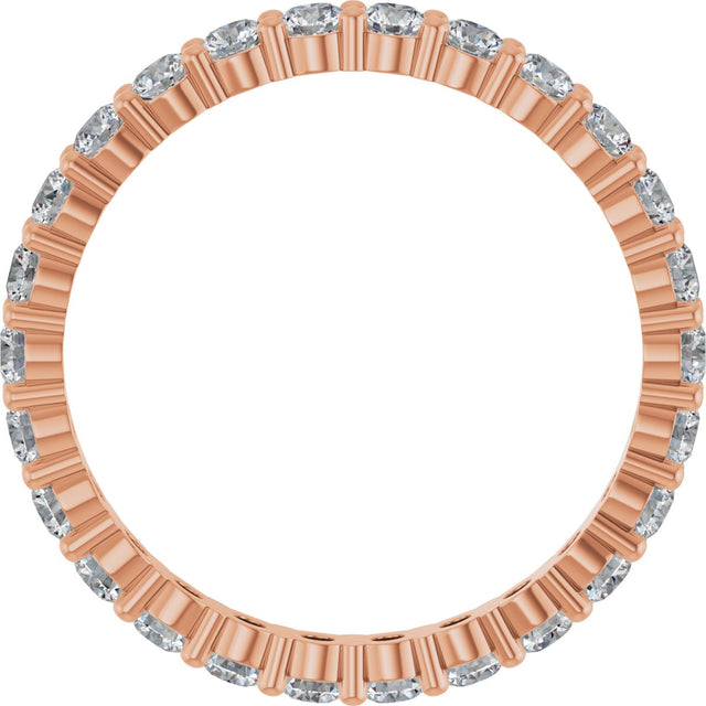 10K Gold Round Lab-Grown Diamond Shared-Prong Eternity Band – 2.25 mm Stones - Rose Gold - view 2