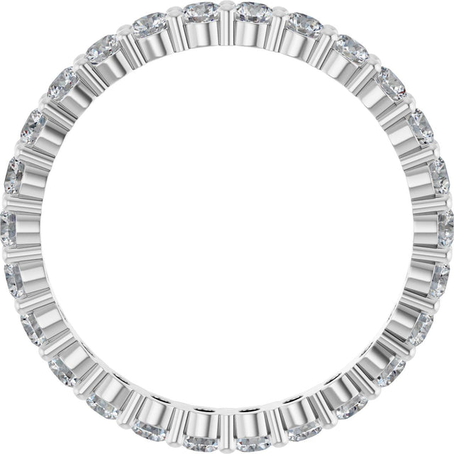 10K Gold Round Natural Diamond Shared-Prong Eternity Band – 2.25 mm Stones - White Gold - view 2