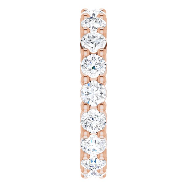 10K Gold Round Lab-Grown Diamond Shared-Prong Eternity Band – 3.2 mm Stones - Rose Gold - view 4