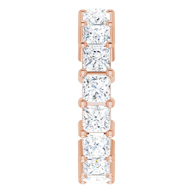 10K Gold Square Natural Diamond Shared-Prong Eternity Band – 3.75x3.75 mm Stones - Rose Gold - view 4