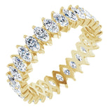 14K Gold Marquise Lab-Grown Diamond Shared-Prong Eternity Band – 4x2 mm Stones - Yellow Gold