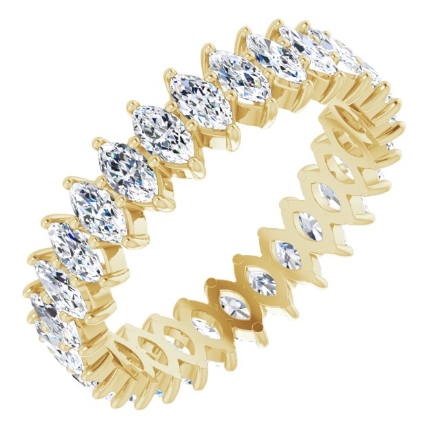 14K Gold Marquise Lab-Grown Diamond Shared-Prong Eternity Band – 4x2 mm Stones - Yellow Gold