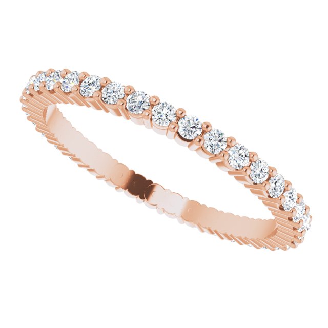 10K Gold Round Lab-Grown Diamond Shared-Prong Eternity Band – 1.5 mm Stones - Rose Gold - view 5