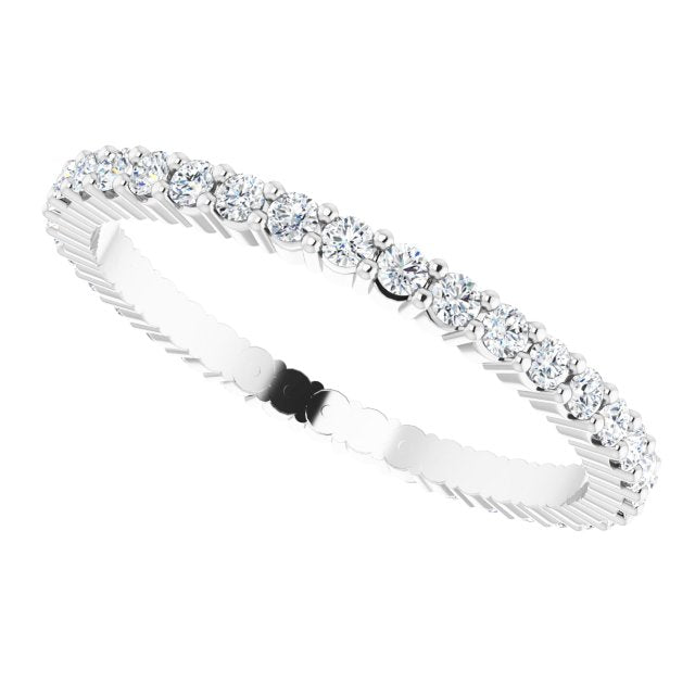 10K Gold Round Lab-Grown Diamond Shared-Prong Eternity Band – 1.5 mm Stones - White Gold - view 5