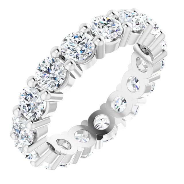 10K Gold Round Natural Diamond Shared-Prong Eternity Band – 3.8 mm Stones - White Gold
