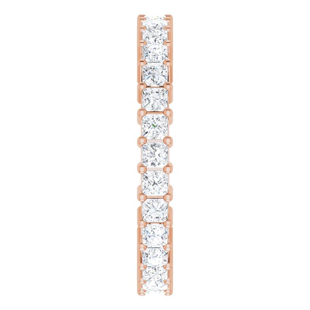 10K Gold Square Lab-Grown Diamond Shared-Prong Eternity Band – 2x2 mm Stones - Rose Gold - view 4