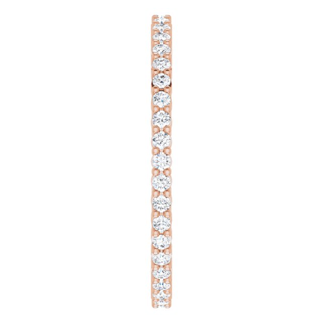 10K Gold Round Lab-Grown Diamond Shared-Prong Eternity Band – 1.3 mm Stones - Rose Gold - view 4