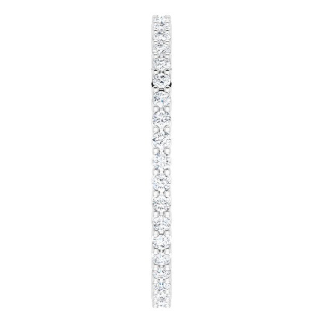 10K Gold Round Natural Diamond Shared-Prong Eternity Band – 1.3 mm Stones - White Gold - view 4