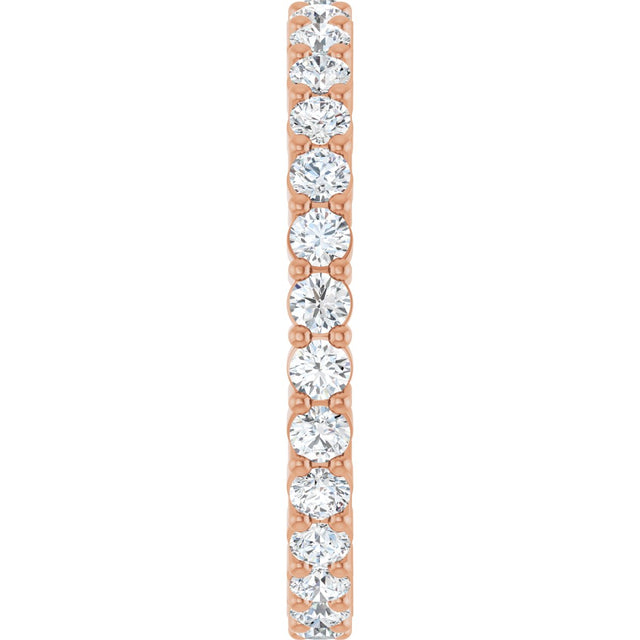 10K Gold Round Lab-Grown Diamond Shared-Prong Eternity Band – 2 mm Stones - Rose Gold - view 4