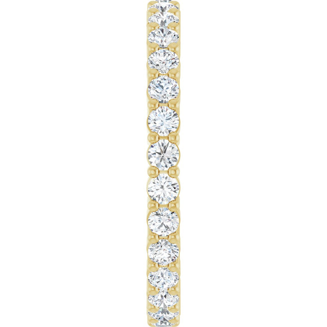 14K Gold Round Lab-Grown Diamond Shared-Prong Eternity Band – 2 mm Stones - Yellow Gold - view 4