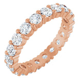 10K Gold Round Natural Diamond Shared-Prong Eternity Band – 3 mm Stones - Rose Gold