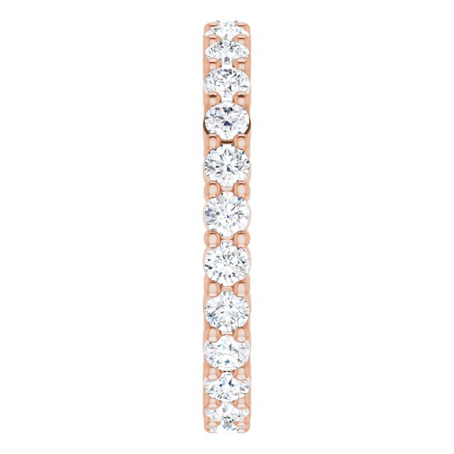 10K Gold Round Natural Diamond Shared-Prong Eternity Band – 2.25 mm Stones - Rose Gold - view 4