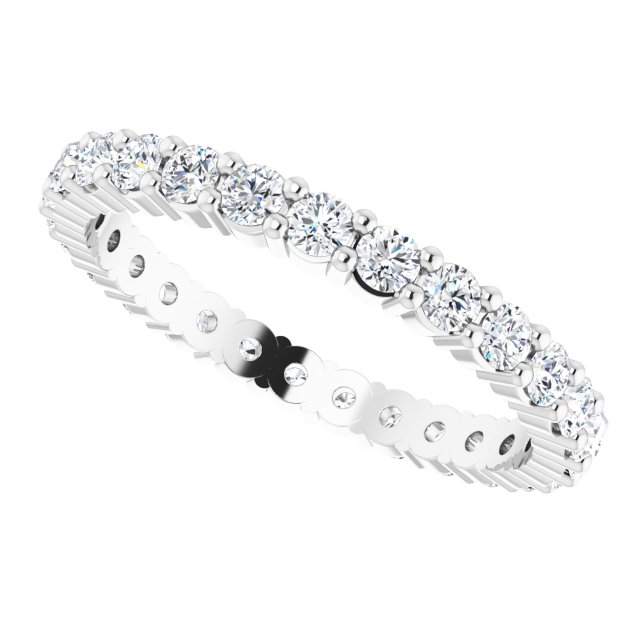 10K Gold Round Natural Diamond Shared-Prong Eternity Band – 2 mm Stones - White Gold - view 5