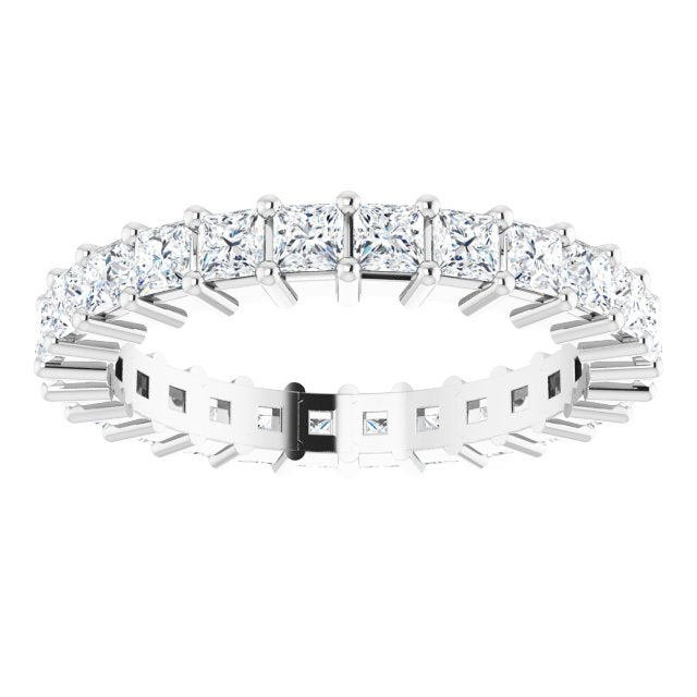 10K Gold Square Natural Diamond Shared-Prong Eternity Band – 2.25x2.25 mm Stones - White Gold - view 3