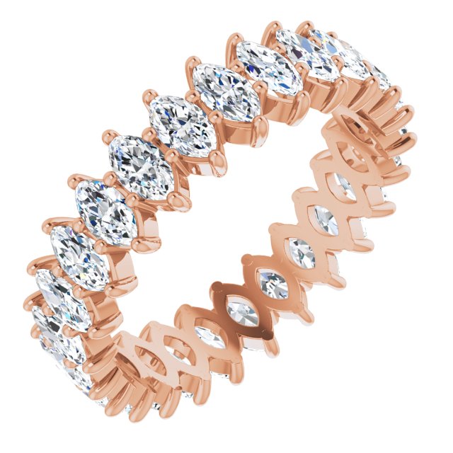 14K Gold Marquise Natural Diamond Shared-Prong Eternity Band – 4.25x2.25 mm Stones - Rose Gold