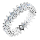 14K Gold Marquise Natural Diamond Shared-Prong Eternity Band – 4.25x2.25 mm Stones - White Gold