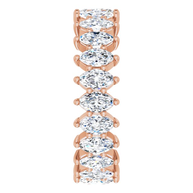 14K Gold Marquise Natural Diamond Shared-Prong Eternity Band – 4.5x2.5 mm Stones - Rose Gold - view 4