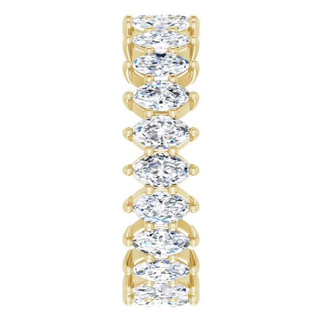 14K Gold Marquise Natural Diamond Shared-Prong Eternity Band – 4.5x2.5 mm Stones - Yellow Gold - view 4
