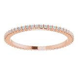10K Gold Round Natural Diamond Shared-Prong Eternity Band – 1 mm Stones - Rose Gold - view 3