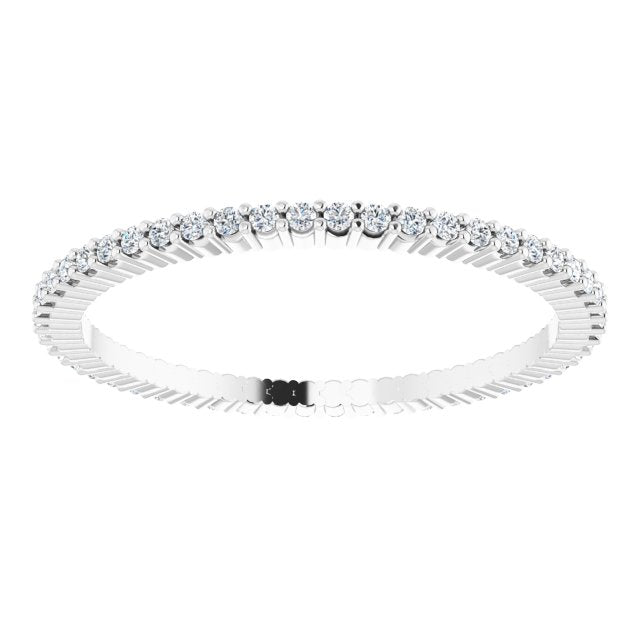 10K Gold Round Natural Diamond Shared-Prong Eternity Band – 1 mm Stones - White Gold - view 3