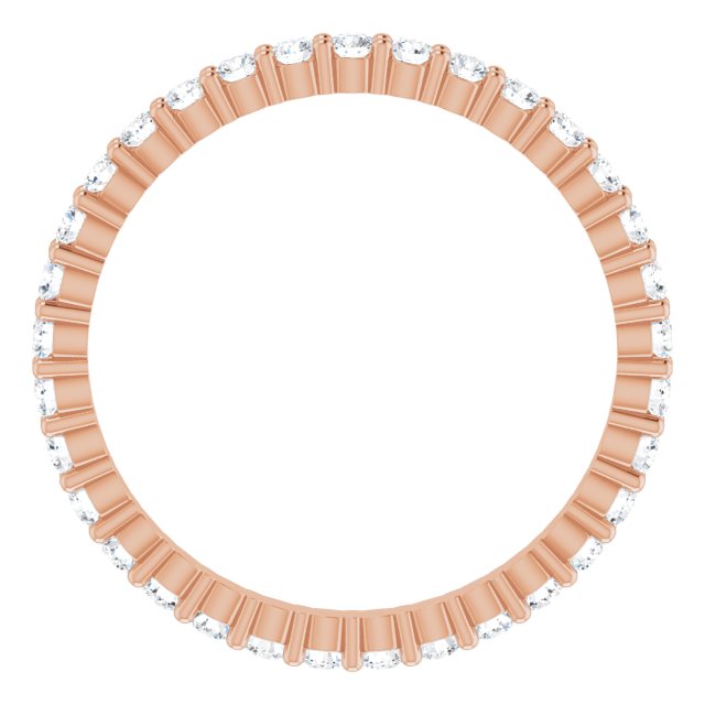 10K Gold Round Natural Diamond Shared-Prong Eternity Band – 1.7 mm Stones - Rose Gold - view 2