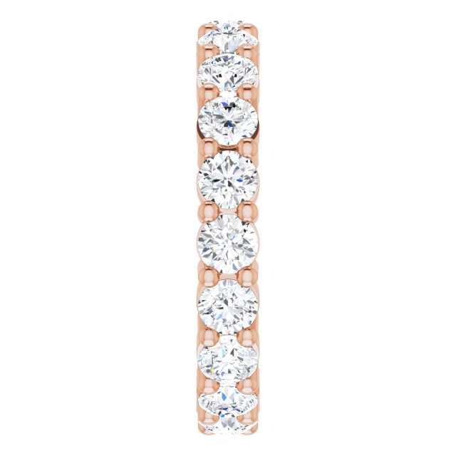 10K Gold Round Natural Diamond Shared-Prong Eternity Band – 3.2 mm Stones - Rose Gold - view 4