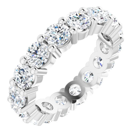 10K Gold Round Lab-Grown Diamond Shared-Prong Eternity Band – 3.8 mm Stones - White Gold