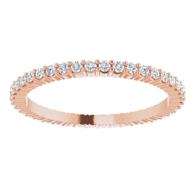 10K Gold Round Natural Diamond Shared-Prong Eternity Band – 1.3 mm Stones - Rose Gold - view 3