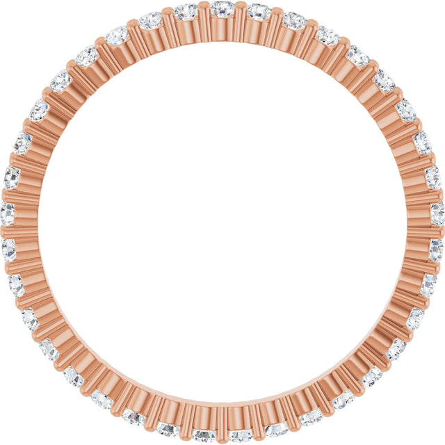 10K Gold Round Natural Diamond Shared-Prong Eternity Band – 1.5 mm Stones - Rose Gold - view 2