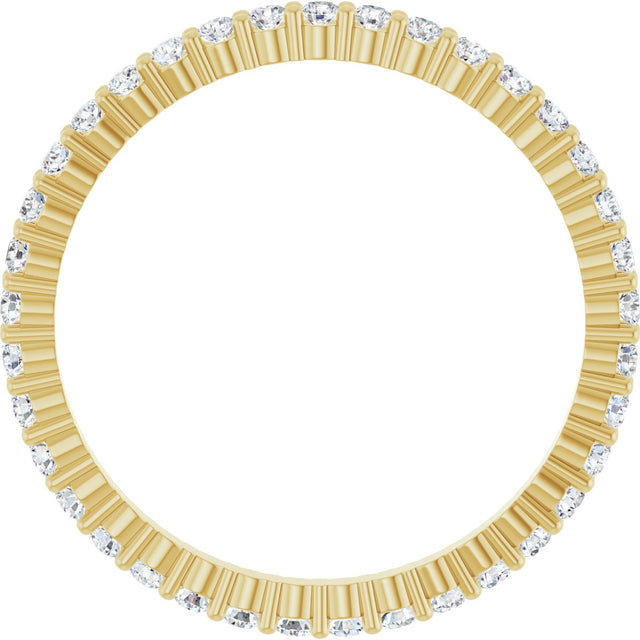14K Gold Round Natural Diamond Shared-Prong Eternity Band – 1.5 mm Stones - Yellow Gold - view 2