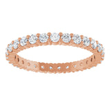 10K Gold Round Natural Diamond Shared-Prong Eternity Band – 2 mm Stones - Rose Gold - view 3