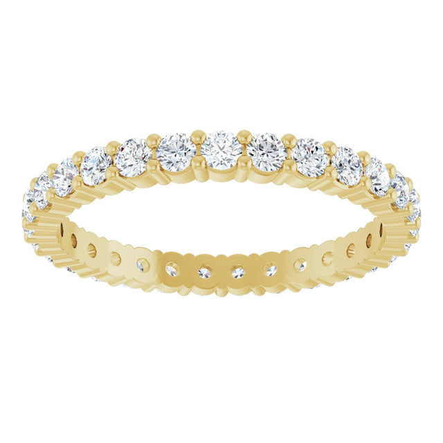 14K Gold Round Lab-Grown Diamond Shared-Prong Eternity Band – 2 mm Stones - Yellow Gold - view 3