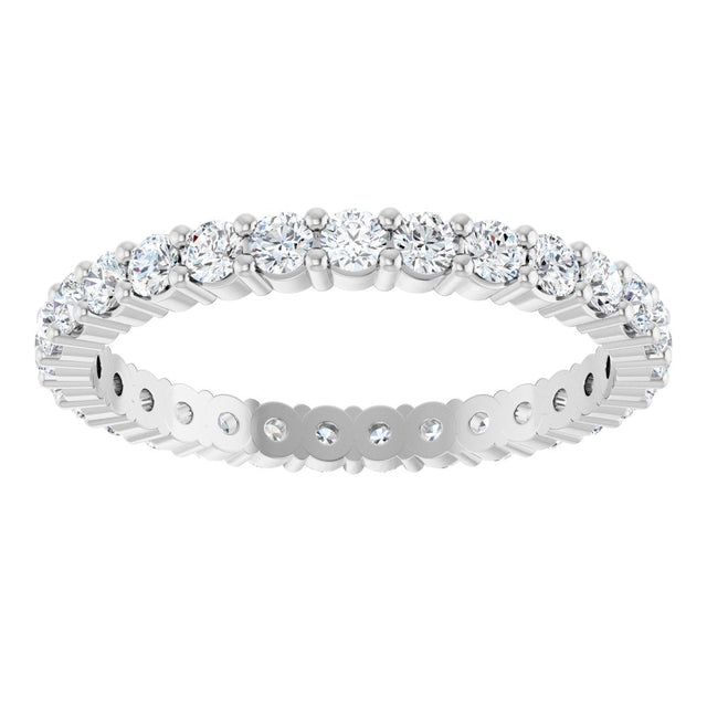 10K Gold Round Lab-Grown Diamond Shared-Prong Eternity Band – 2 mm Stones - White Gold - view 3