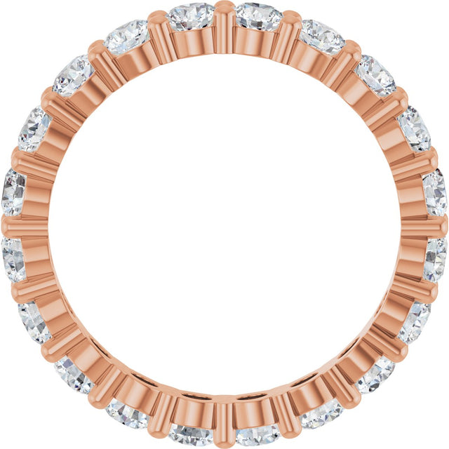 10K Gold Round Natural Diamond Shared-Prong Eternity Band – 3 mm Stones - Rose Gold - view 2