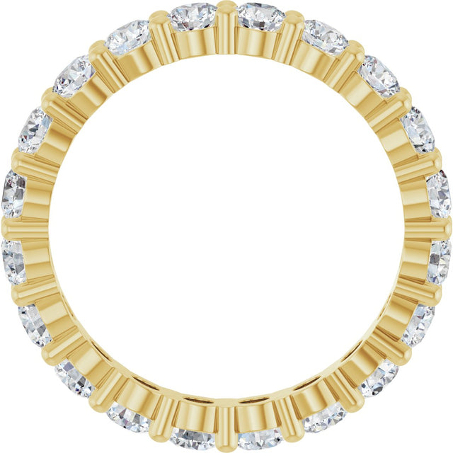 14K Gold Round Lab-Grown Diamond Shared-Prong Eternity Band – 3 mm Stones (1 3/4–2 1/3 CTW) - Yellow Gold - view 2
