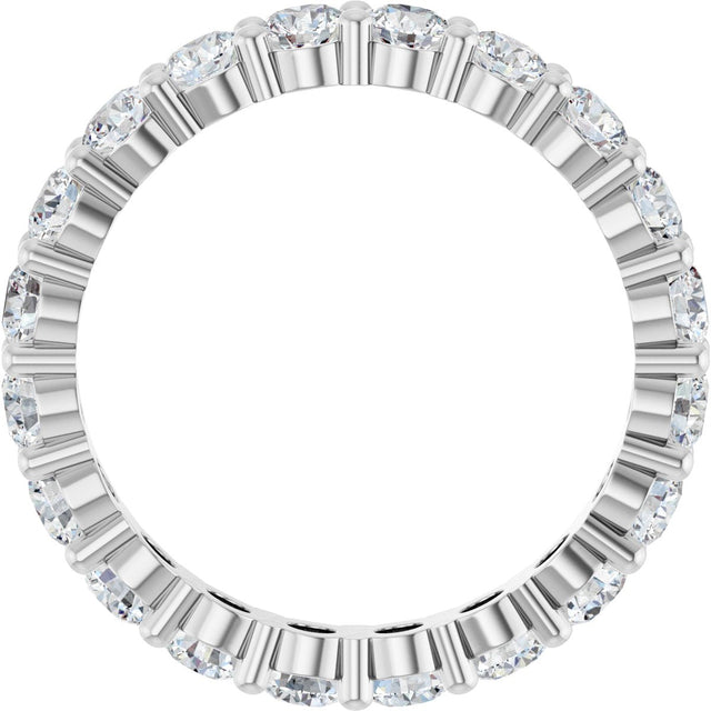 10K Gold Round Lab-Grown Diamond Shared-Prong Eternity Band – 3 mm Stones - White Gold - view 2