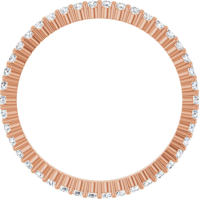 10K Gold Round Natural Diamond Shared-Prong Eternity Band – 1.3 mm Stones - Rose Gold - view 2