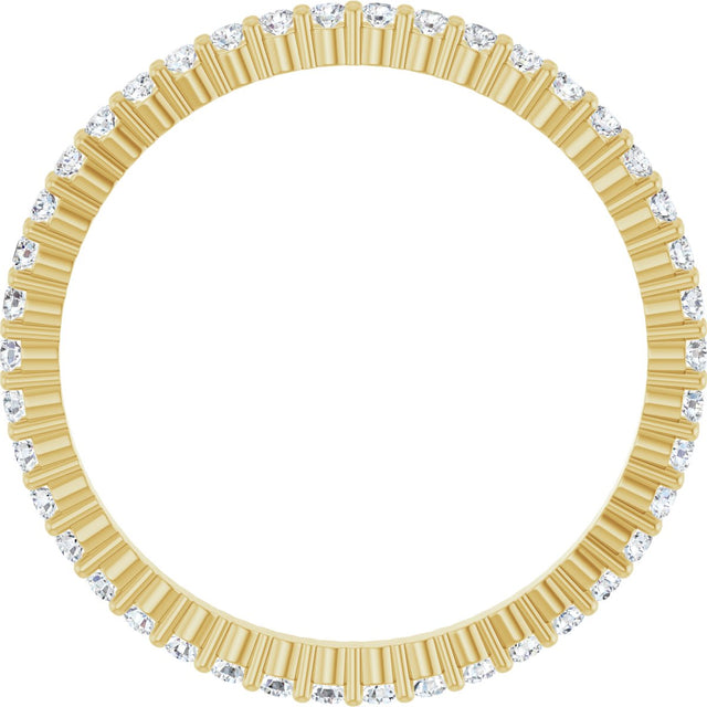 14K Gold Round Natural Diamond Shared-Prong Eternity Band – 1.3 mm Stones - Yellow Gold - view 2