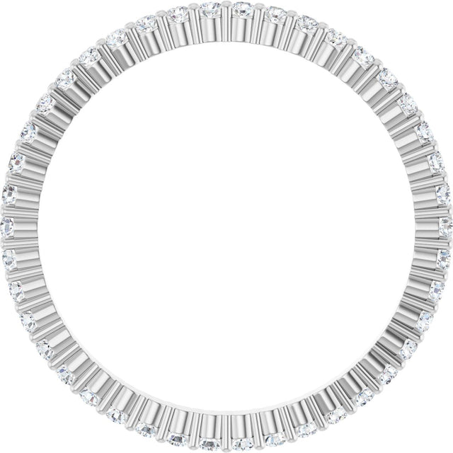 10K Gold Round Natural Diamond Shared-Prong Eternity Band – 1.3 mm Stones - White Gold - view 2