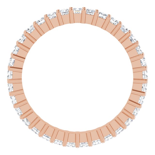 10K Gold Square Natural Diamond Shared-Prong Eternity Band – 1.75x1.75 mm Stones - Rose Gold - view 2