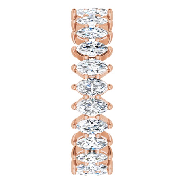 14K Gold Marquise Lab-Grown Diamond Shared-Prong Eternity Band – 4.25x2.25 mm Stones - Rose Gold - view 4